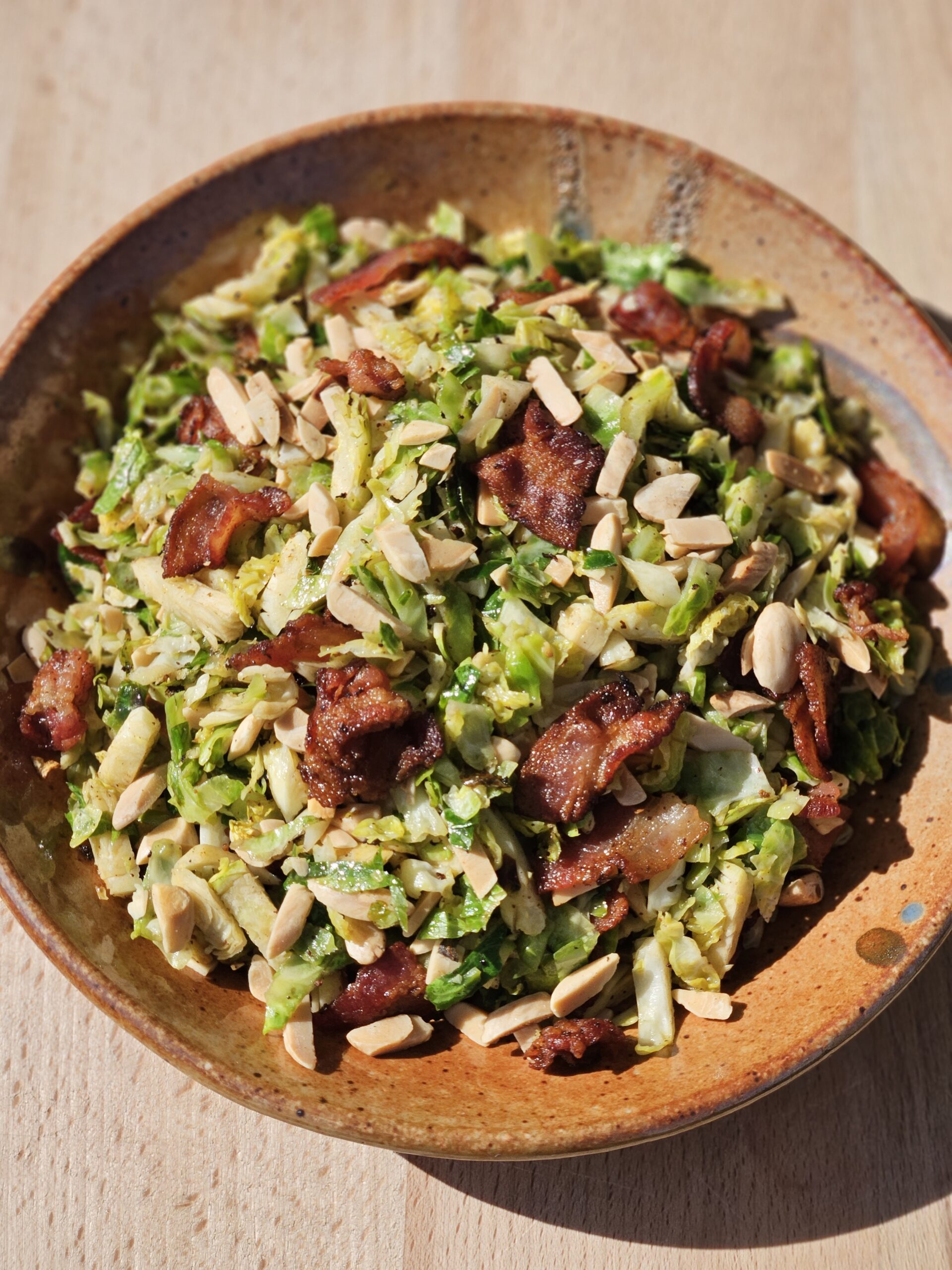 Shaved Brussels Sprouts and Bacon Salad